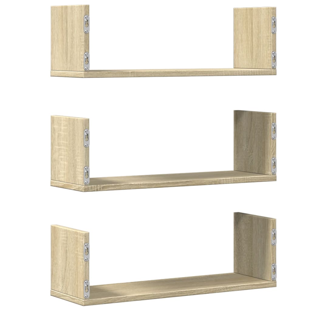 Vegghyller 3 Stk Sonoma Eik 58X18X18 Cm Sponplate