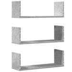 Vegghyller 3 Stk Betonggrå 58X18X18 Cm Sponplate