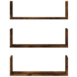 Vegghyller 3 Stk Røkt Eik 58X18X18 Cm Konstruert Tre