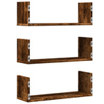 Vegghyller 3 Stk Røkt Eik 58X18X18 Cm Konstruert Tre