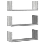 Vegghyller 3 Stk Grå Sonoma 58X18X18 Cm Konstruert Tre
