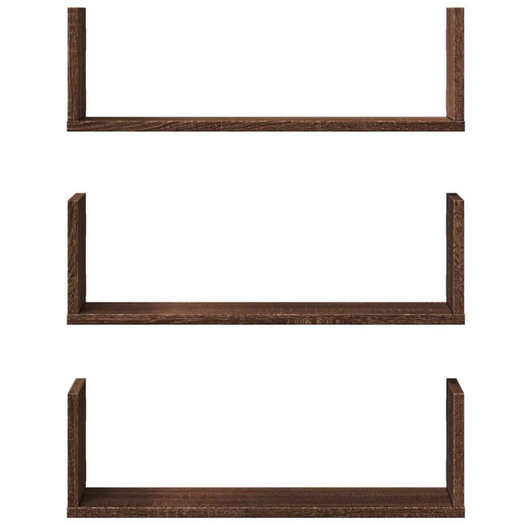 Vegghyller 3 Stk Brun Eik 58X18X18 Cm Konstruert Tre