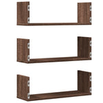 Vegghyller 3 Stk Brun Eik 58X18X18 Cm Konstruert Tre