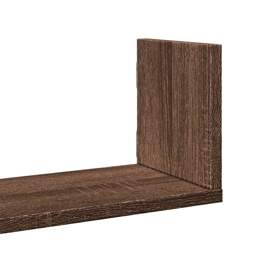 Vegghyller 3 Stk Brun Eik 58X18X18 Cm Konstruert Tre
