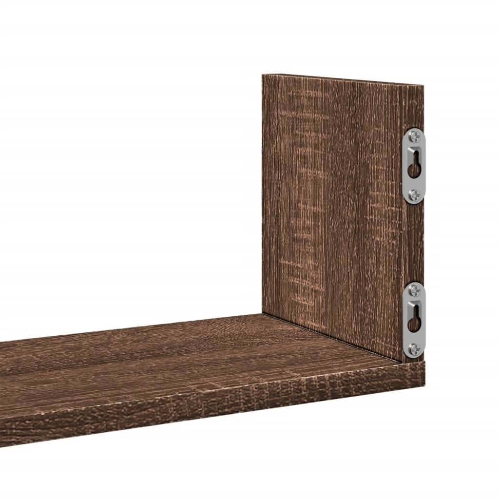 Vegghyller 3 Stk Brun Eik 58X18X18 Cm Konstruert Tre