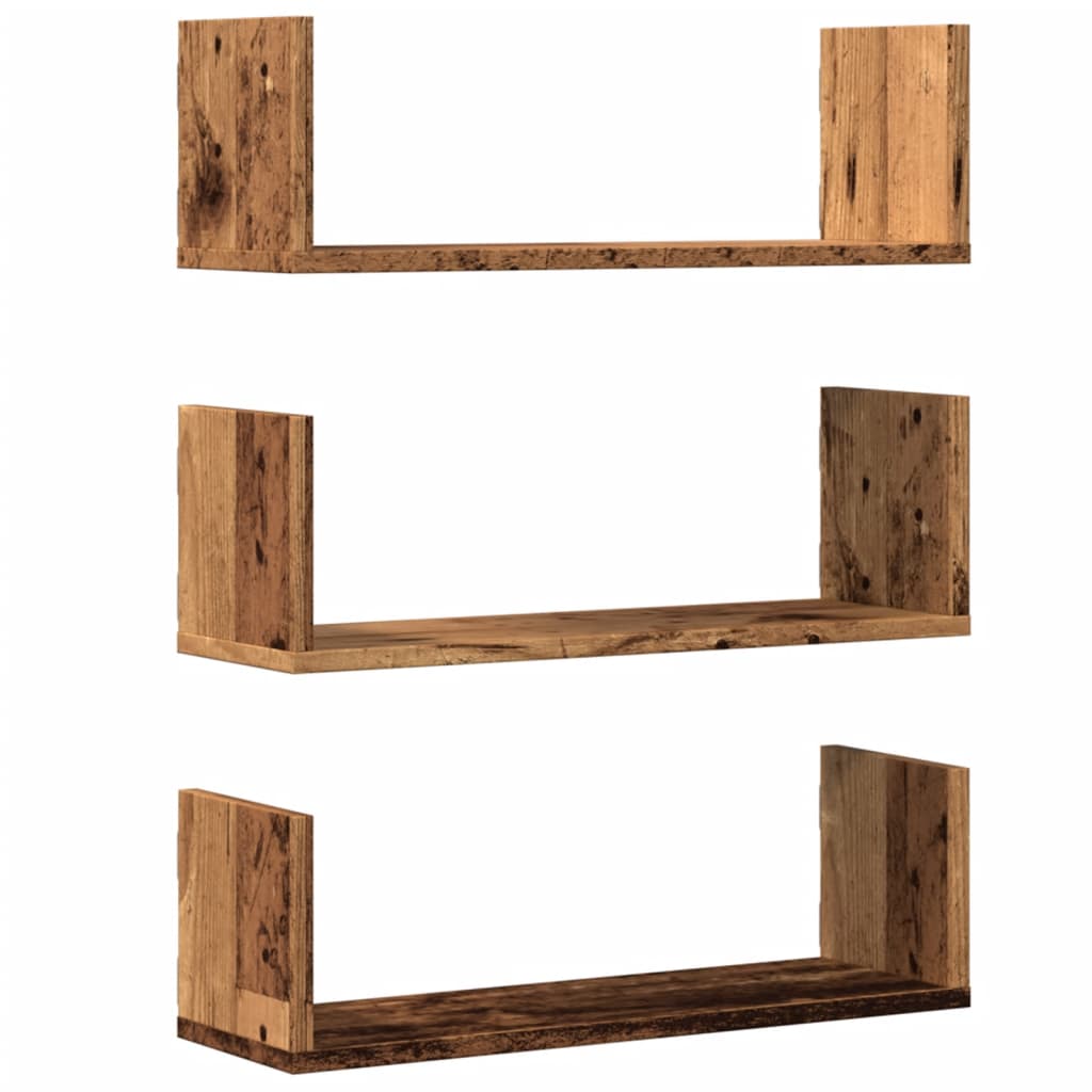 Vegghyller 3 Stk Gammelt Tre 58X18X18 Cm Konstruert Tre