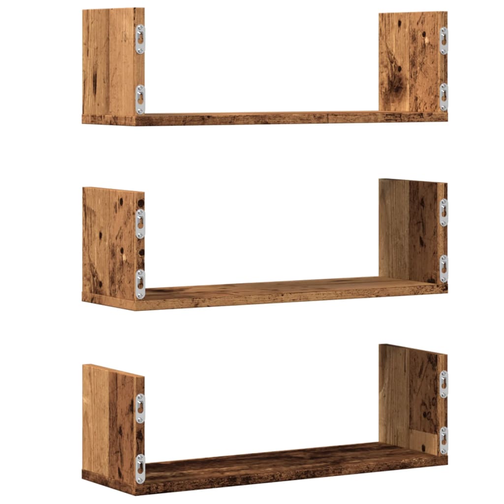 Vegghyller 3 Stk Gammelt Tre 58X18X18 Cm Konstruert Tre