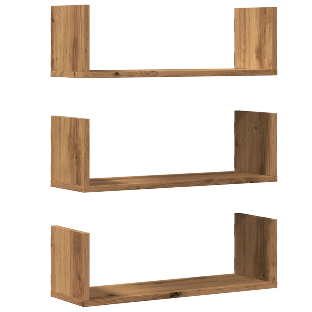Vegghyller 3 Stk Artisan Eik 58X18X18 Cm Konstruert Tre