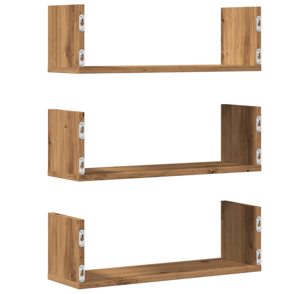 Vegghyller 3 Stk Artisan Eik 58X18X18 Cm Konstruert Tre