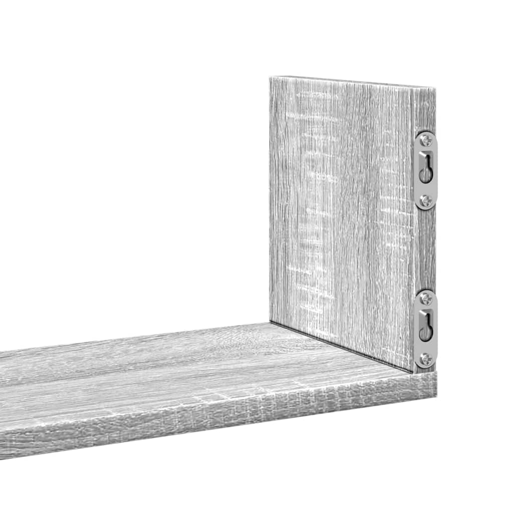 Vegghyller 3 Stk Grå Sonoma 80X18X18 Cm Konstruert Tre