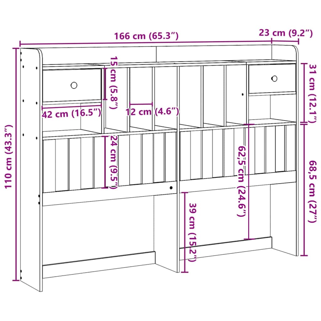 Hodegavl Med Oppbevaring 160 Cm Heltre Furu