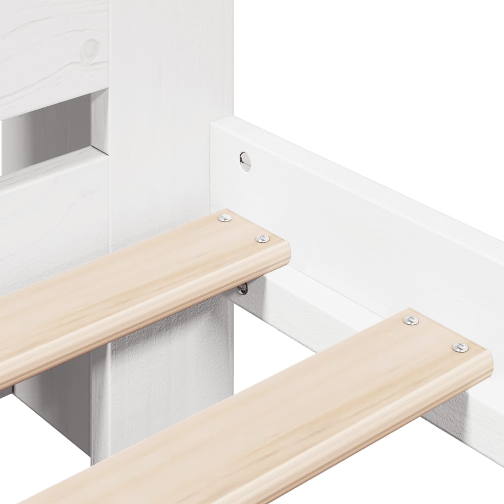 Seng Med Bokhylle Uten Madrass Hvit 140X200 Cm Heltre Furu