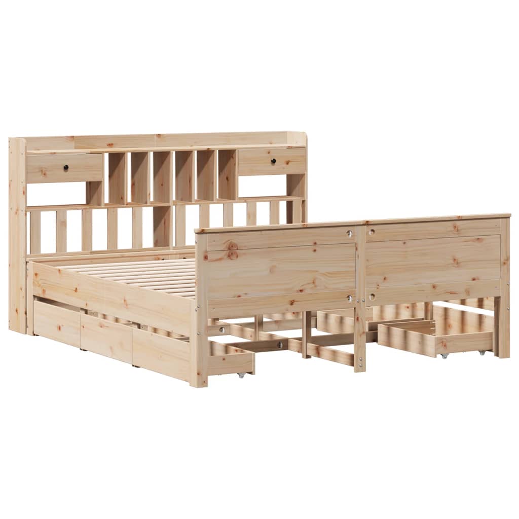 Seng Med Bokhylle Uten Madrass 180X200 Cm Heltre Furu