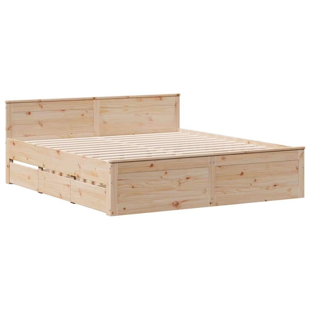 Seng Med Bokhylle Uten Madrass 180X200 Cm Heltre Furu