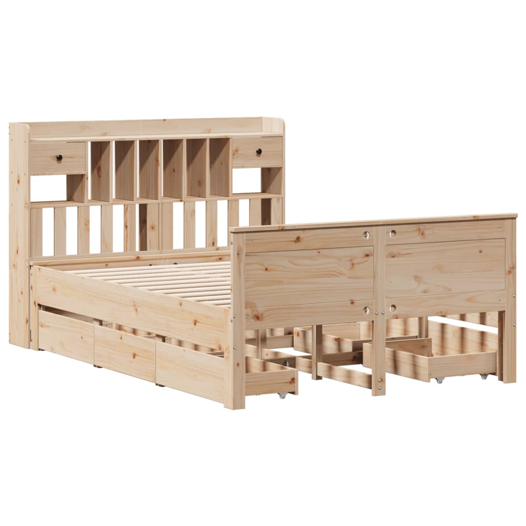 Seng Med Bokhylle Uten Madrass 140X200 Cm Heltre Furu