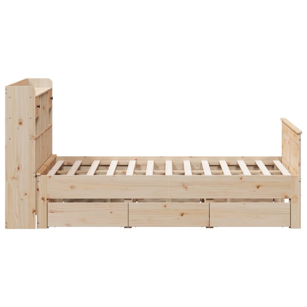 Seng Med Bokhylle Uten Madrass 140X200 Cm Heltre Furu