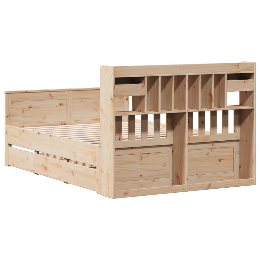 Seng Med Bokhylle Uten Madrass 140X200 Cm Heltre Furu