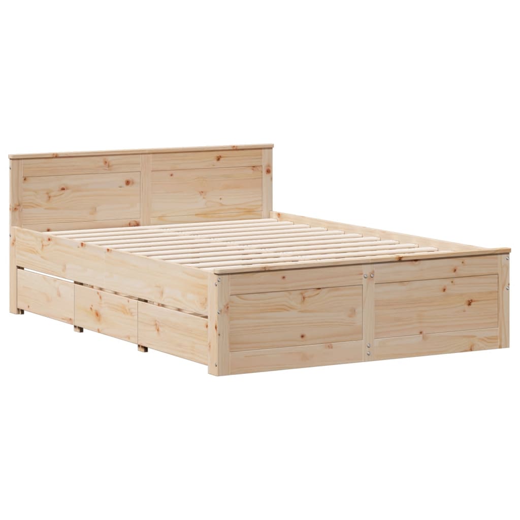 Seng Med Bokhylle Uten Madrass 140X200 Cm Heltre Furu