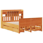 Seng Med Bokhylle Uten Madrass Voksbrun 140X200 Cm Heltre Furu