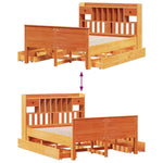 Seng Med Bokhylle Uten Madrass Voksbrun 140X200 Cm Heltre Furu