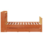 Seng Med Bokhylle Uten Madrass Voksbrun 140X200 Cm Heltre Furu