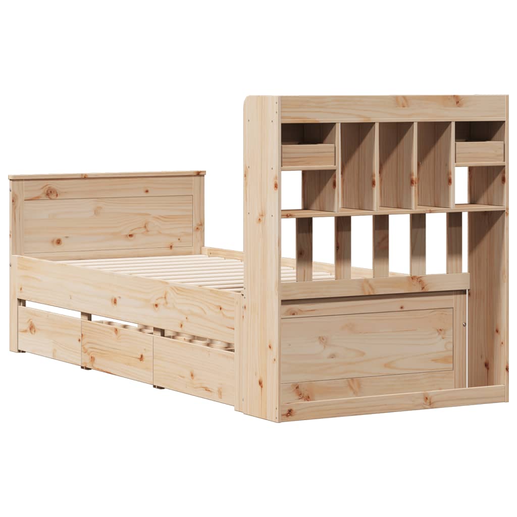 Seng Med Bokhylle Uten Madrass 75X190 Cm Heltre Furu