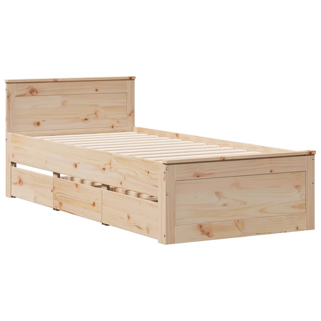 Seng Med Bokhylle Uten Madrass 75X190 Cm Heltre Furu