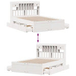 Seng Med Bokhylle Uten Madrass Hvit 140X200 Cm Heltre Furu