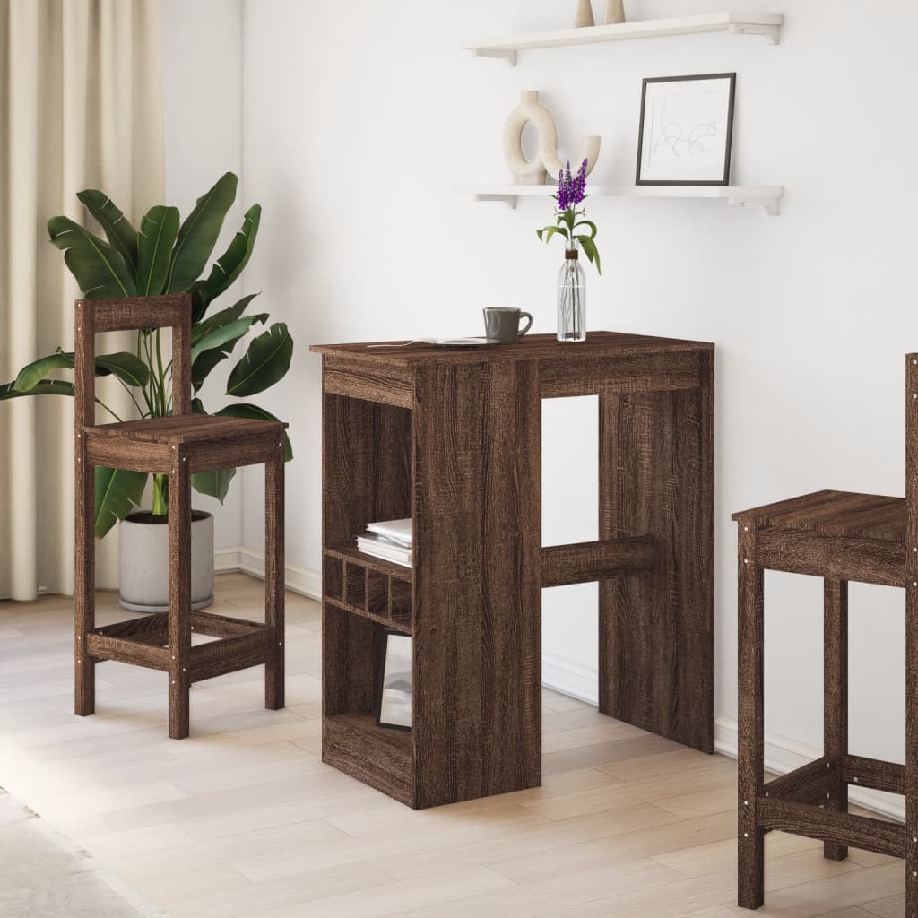 Barbord Med Stativer Brun Eik 90X47,5X103,5 Cm Konstruert Tre