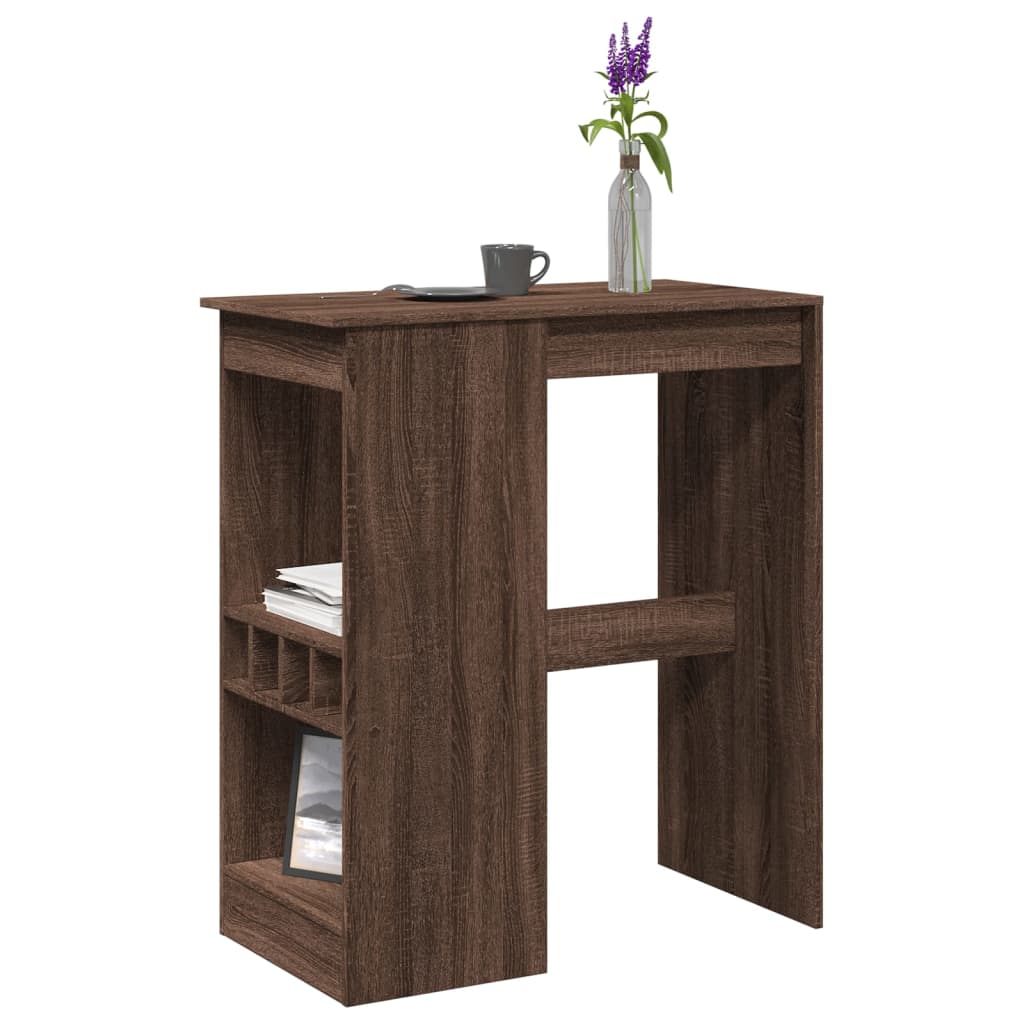Barbord Med Stativer Brun Eik 90X47,5X103,5 Cm Konstruert Tre