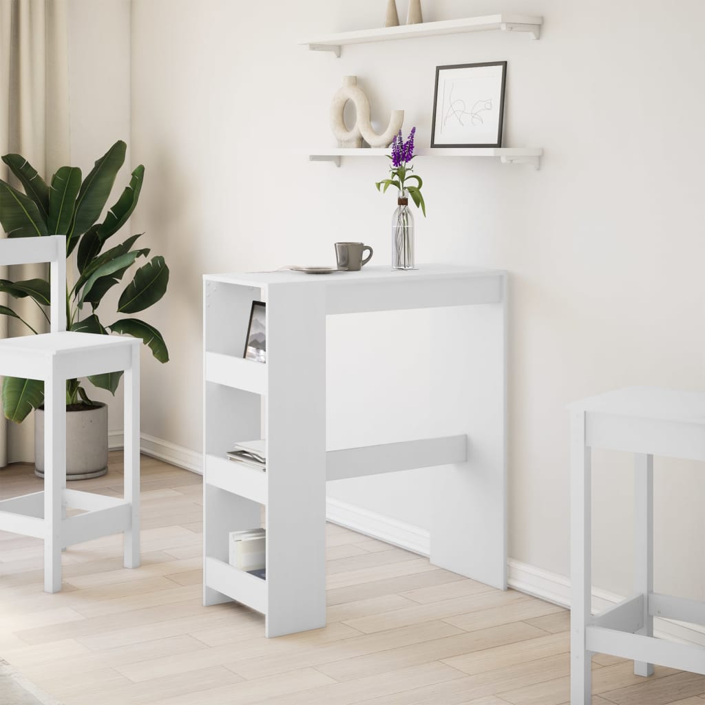 Barbord Med Stativer Hvit 90X40X103,5 Cm Konstruert Tre