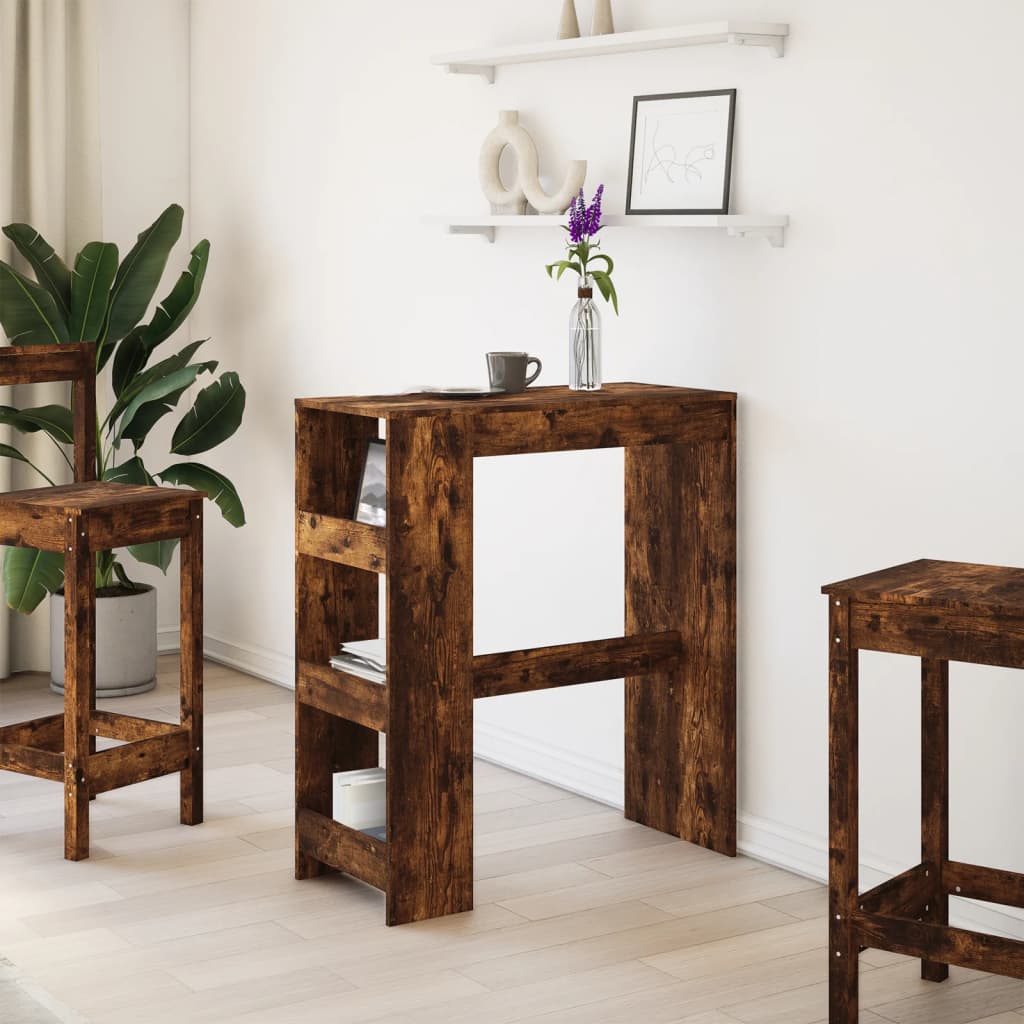 Barbord Med Stativer Røkt Eik 90X40X103,5 Cm Konstruert Tre