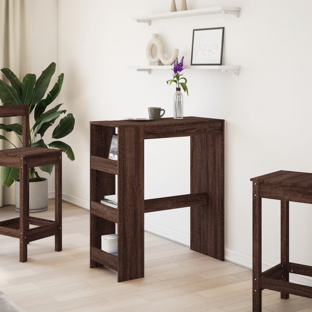 Barbord Med Stativer Brun Eik 90X40X103,5 Cm Konstruert Tre
