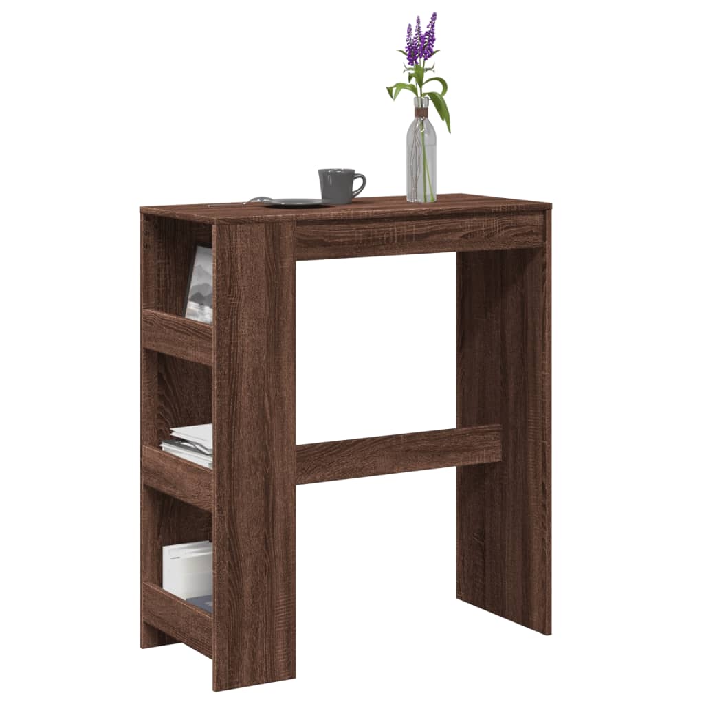 Barbord Med Stativer Brun Eik 90X40X103,5 Cm Konstruert Tre