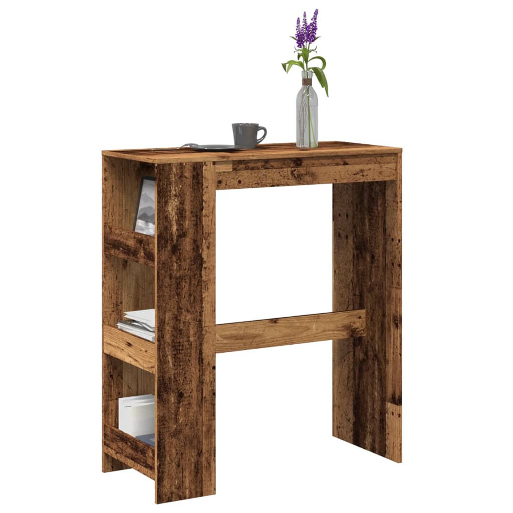 Barbord Med Stativer Gammelt Tre 90X40X103,5 Cm Konstruert Tre