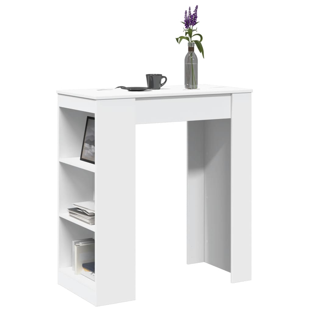 Barbord Med Stativer Hvit 95X47X103,5 Cm Konstruert Tre