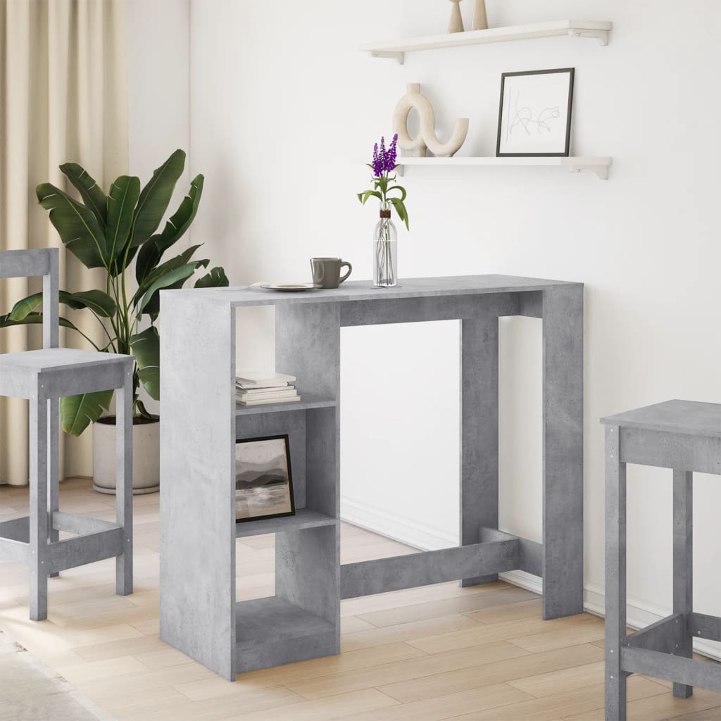 Barbord Med Hylle Betonggrå 124X46X103,5 Cm Konstruert Tre