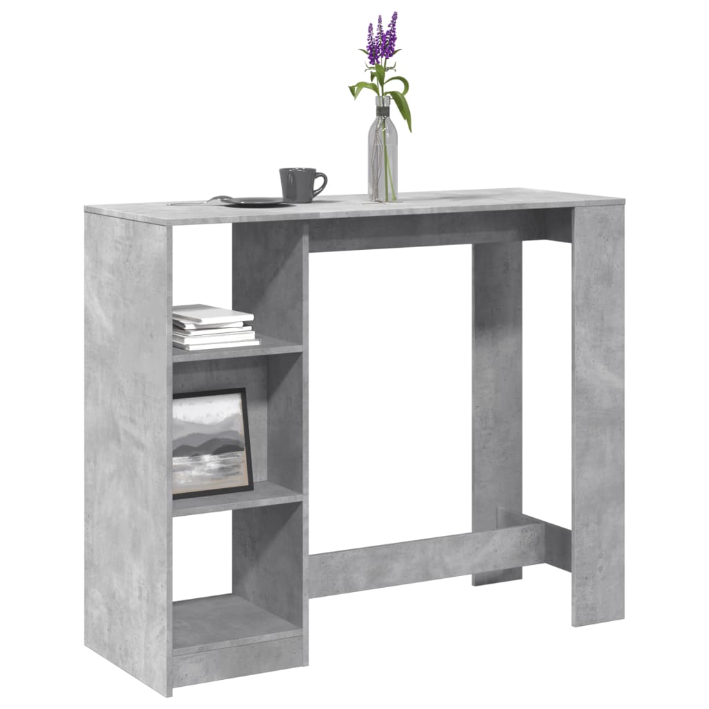 Barbord Med Hylle Betonggrå 124X46X103,5 Cm Konstruert Tre