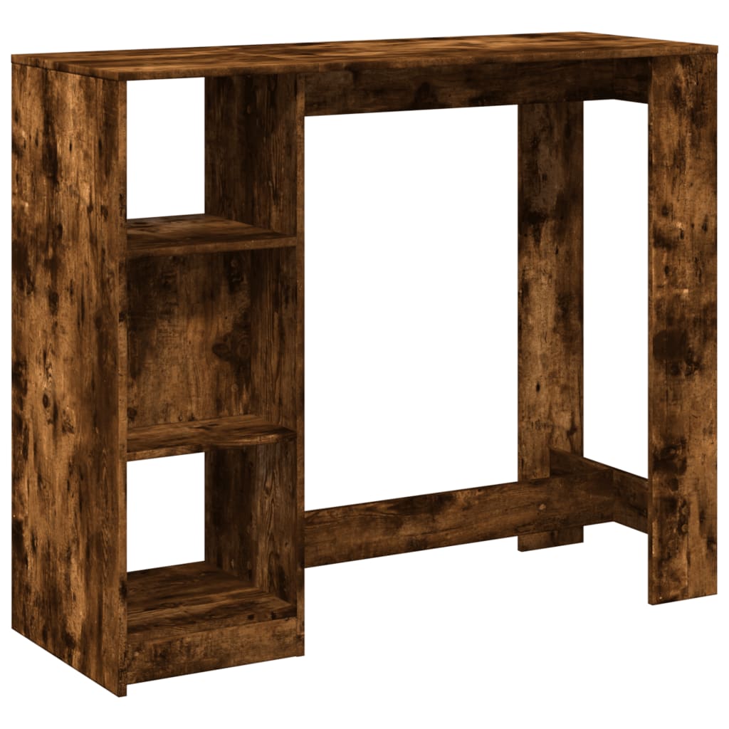 Barbord Med Hylle Røkt Eik 124X46X103,5 Cm Konstruert Tre