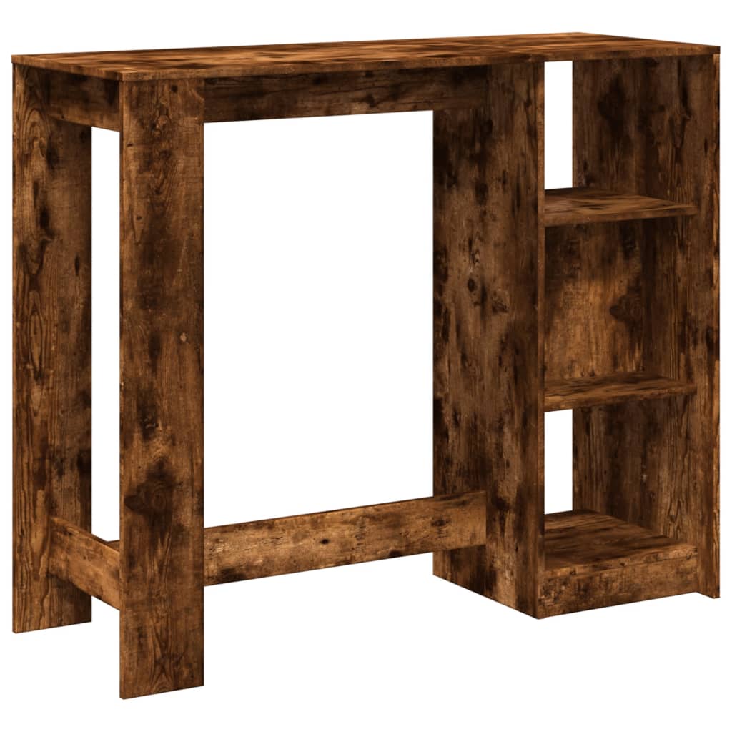 Barbord Med Hylle Røkt Eik 124X46X103,5 Cm Konstruert Tre