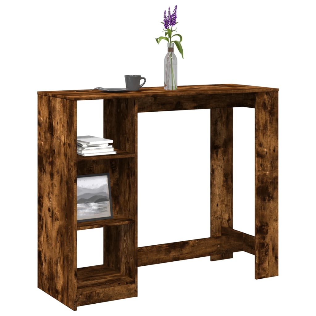 Barbord Med Hylle Røkt Eik 124X46X103,5 Cm Konstruert Tre