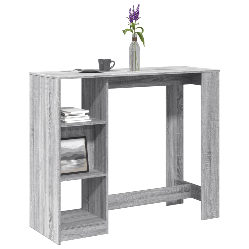 Barbord Med Hylle Grå Sonoma Eik 124X46X103,5 Cm Konstruert Tre