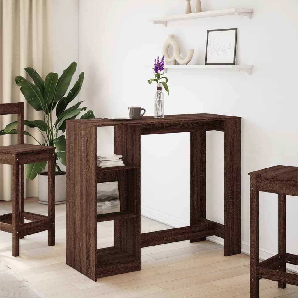 Barbord Med Hylle Brun Eik 124X46X103,5 Cm Konstruert Tre