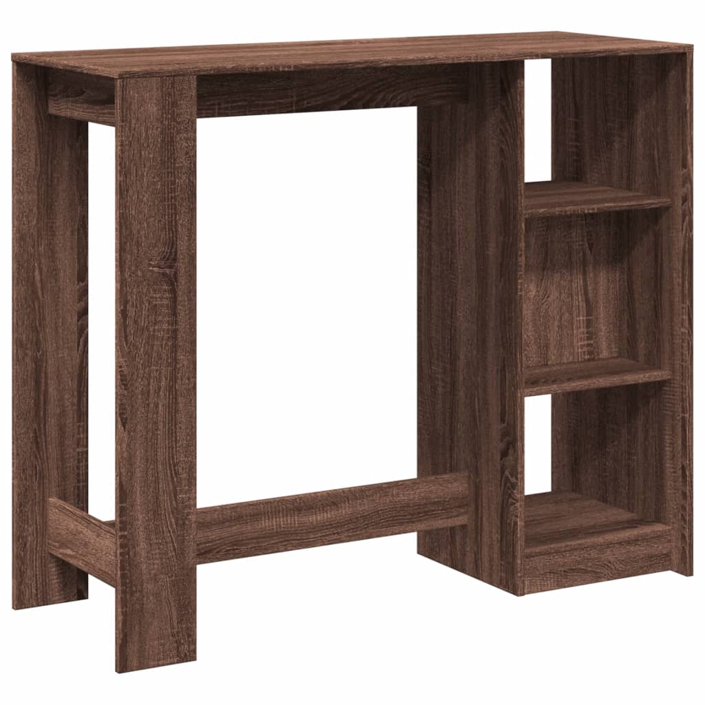Barbord Med Hylle Brun Eik 124X46X103,5 Cm Konstruert Tre