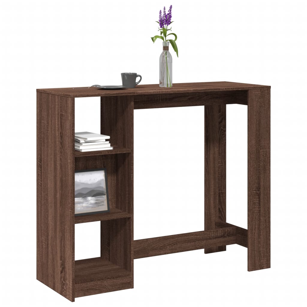 Barbord Med Hylle Brun Eik 124X46X103,5 Cm Konstruert Tre