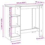 Barbord Med Hylle Gammelt Tre 124X46X103,5 Cm Konstruert Tre