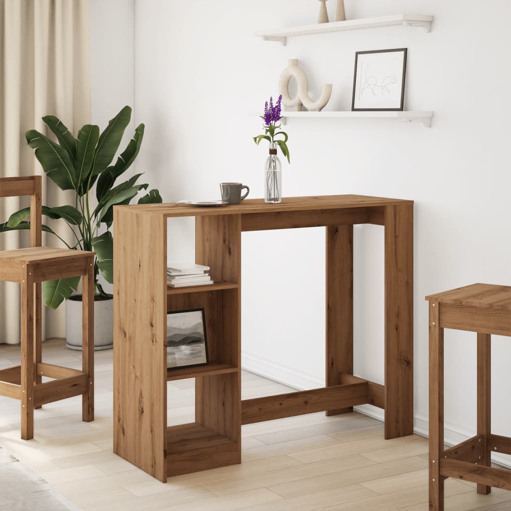 Barbord Med Hylle Artisan Eik 124X46X103,5 Cm Konstruert Tre