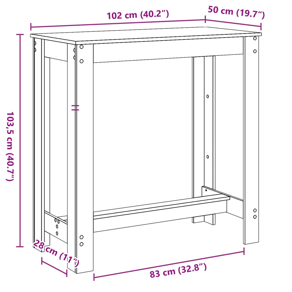 Barbord Artisan Eik 102X50X103,5 Cm Konstruert Tre