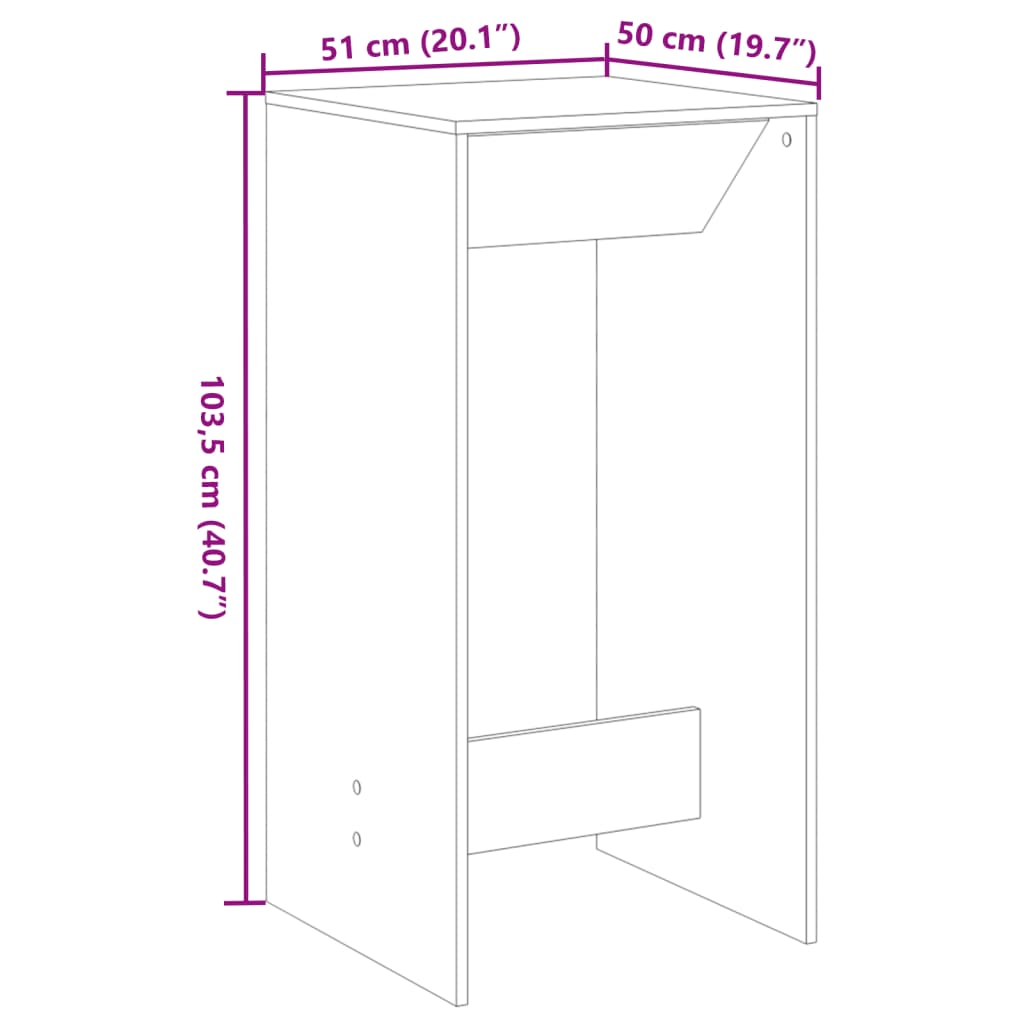 Barbord Røkt Eik 51X50X103,5 Cm Konstruert Tre