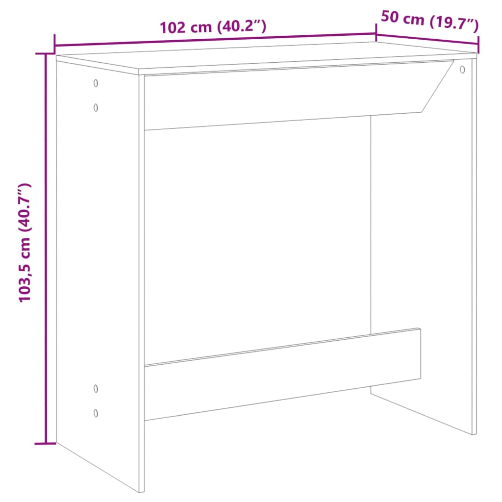 Barbord Sonoma Eik 102X50X103,5 Cm Konstruert Tre